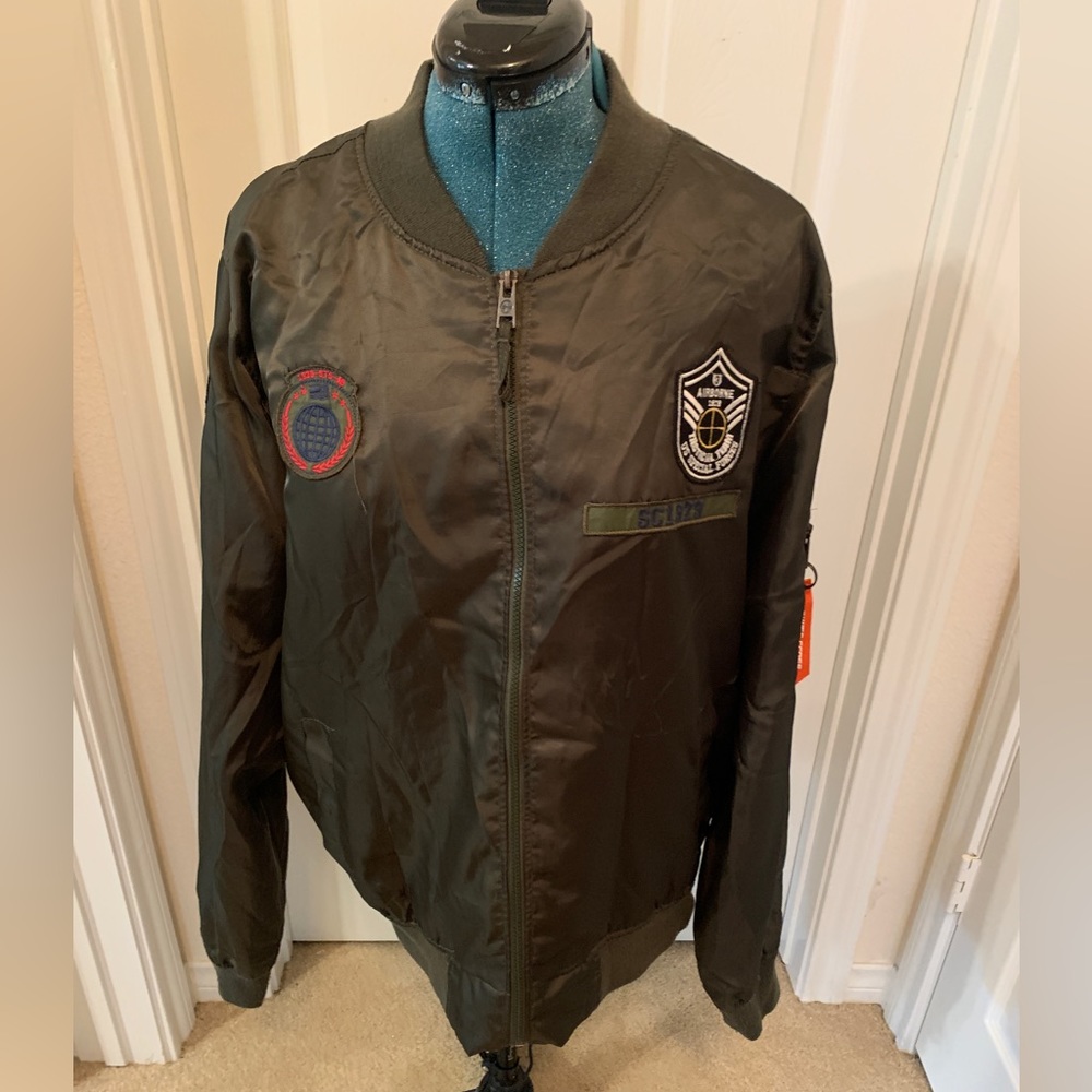 Swiss Cross Bomber Jacket XL with numerous patches